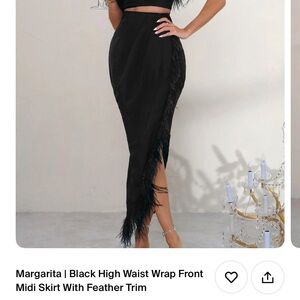 Black Midi Wrap Skirt with Slit